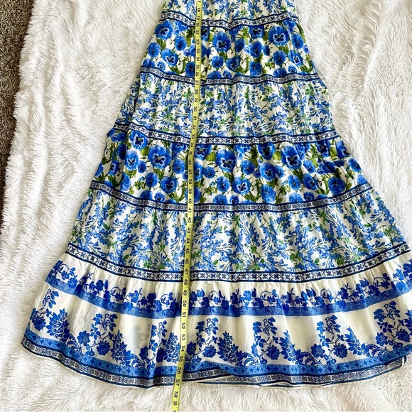 Alice Olivia Rosalyn Dress Maxi Floral Tiered Smocked Perfect Pansy Puff Sleeves - Picture 15 of 16